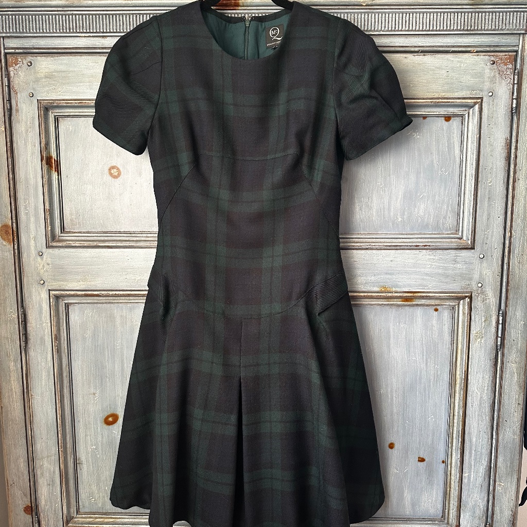 Mcq Alexandwe Mcqueen Tartan Dress In Green And Blue Size 44